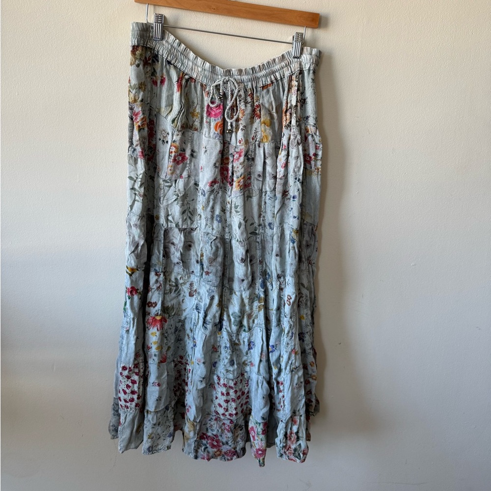 SOLD—Vintage Boho Tiered Floral Maxi Skirt - Picture 5 of 8